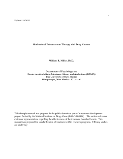 Motivational Enhancement Therapy with Drug Abusers William R