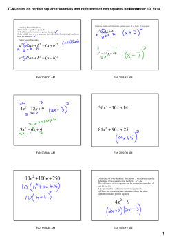 perfect square trinomial and difference of two squares
