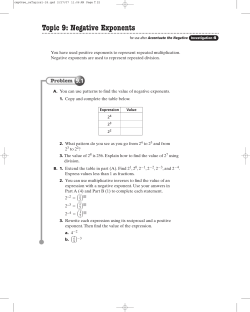 Topic 9: Negative Exponents