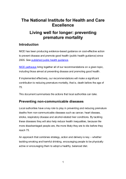 The National Institute for Health and Care Excellence Living well for