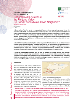 Geographical Enclaves of the Ferghana Valley: Do Good Fences