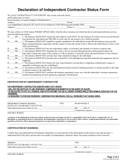 Declaration of Independent Contractor Status Form