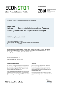 UNU-WIDER Working Paper No. 2012/88 Helping Poor Farmers to