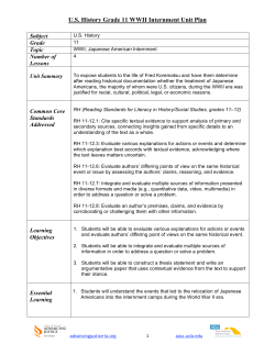 US History Grade 11 WWII Internment Unit Plan
