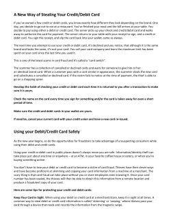 Keeping Your ATM/Debit or Credit Card Safe