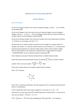 Mathematics for Economists (66110) Lecture Notes 2