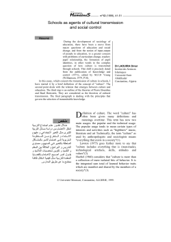 Schools as agents of cultural transmission and social