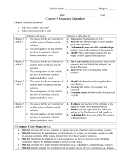 Chapter 5 Sequence Organizer Common Core