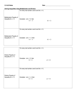 3.3 ALG Notes Date: Solving Inequalities Using