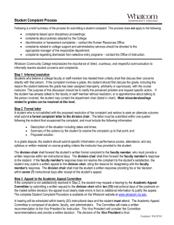 Brief Summary of the Student Complaint Process
