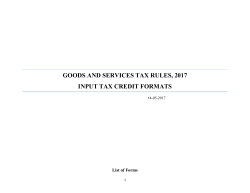 GOODS AND SERVICES TAX RULES, 2017 INPUT TAX CREDIT