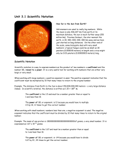 Unit 3.1 Scientific Notation