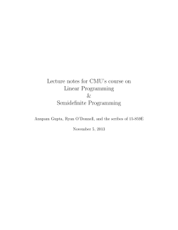Lecture notes for CMU`s course on Linear Programming