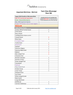 Important Bird Area - Bird List Twin Cities Mississippi River IBA