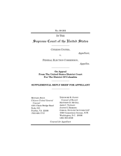 Citizens United`s Supplemental Reply Brief