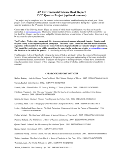 AP Environmental Science Book Report 1 /3