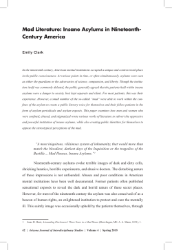 Mad Literature: Insane Asylums in Nineteenth
