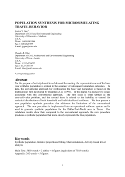POPULATION SYNTHESIS FOR MICROSIMULATING TRAVEL