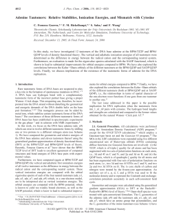 Adenine Tautomers: Relative Stabilities, Ionization Energies, and