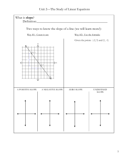 Unit 2&mdash;The Study of Linear Equations What is slope?