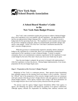 Member`s Guide to NYS Budget Process