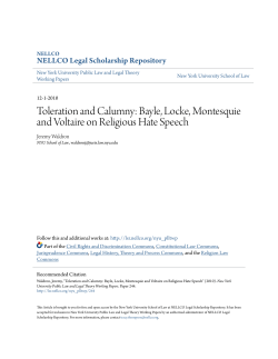 Bayle, Locke, Montesquie and Voltaire on Religious Hate Speech
