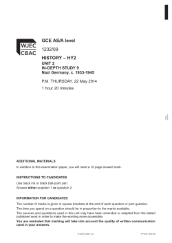 GCE AS/A level 1232/09 HISTORY &ndash; HY2