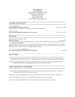 Lomazoff CV August 2011 - University of Oklahoma