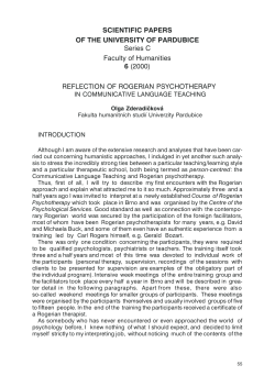 RE.LECTION O. ROGERIAN PSYCHOTHERAPY SCIENTI.IC