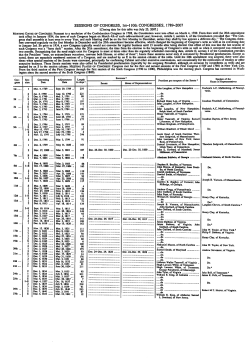 SESSIONS OF CONGRESS, lst-HOth CONGRESSES, 1789