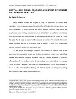 MARTIAL QI IN CHINA: COURAGE AND SPIRIT IN THOUGHT AND