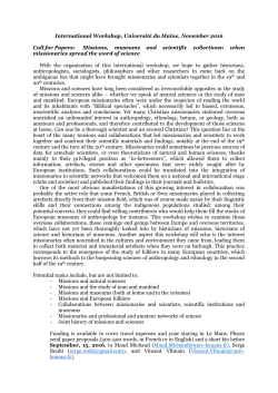 Missions, museums and scientific collections