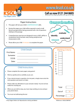 English Comprehension 11+ Practice Paper