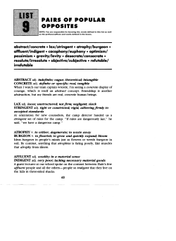 PAIRS OF POPULAR OPPOSITES