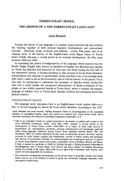 Torres Strait Creole: the growth of a new Torres - ANU Press