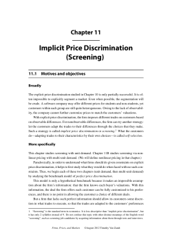 Chapter 11 Implicit Price Discrimination (Screening)