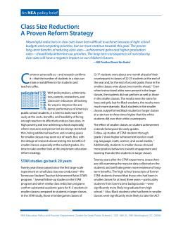 Class Size Reduction: A Proven Reform Strategy
