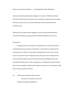 Sentence processing in Chinese — resolving garden
