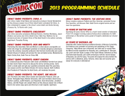 2013 programming schedule