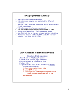 DNA polymerase Summary DNA replication is semi