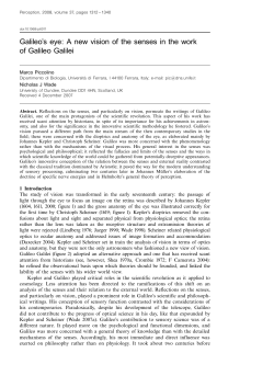 Galileo`s eye: A new vision of the senses in the work of Galileo Galilei