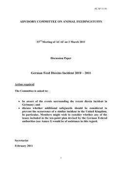 German Feed Dioxins Incident 2010 &ndash; 2011