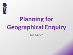 Planning for Geographical Enquiry