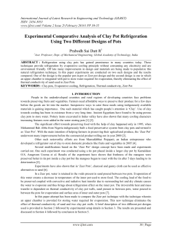 Experimental Comparative Analysis of Clay Pot Refrigeration Using
