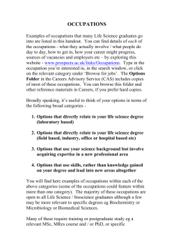 5. Examples of occupations for bio scis graduates 2011