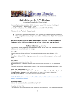Quick Reference for APA Citations