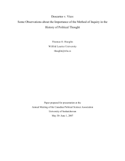 Descartes v. Vico - Canadian Political Science Association