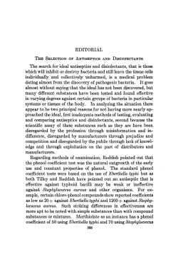 The Selection of Antiseptics and Disinfectants