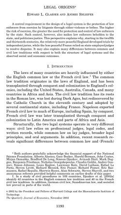 Legal Origins - Scholars at Harvard