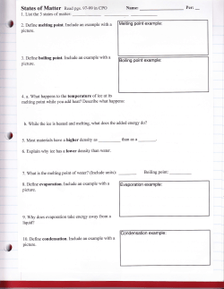 2. Define melting point. Include an example with a 3. Define boiling